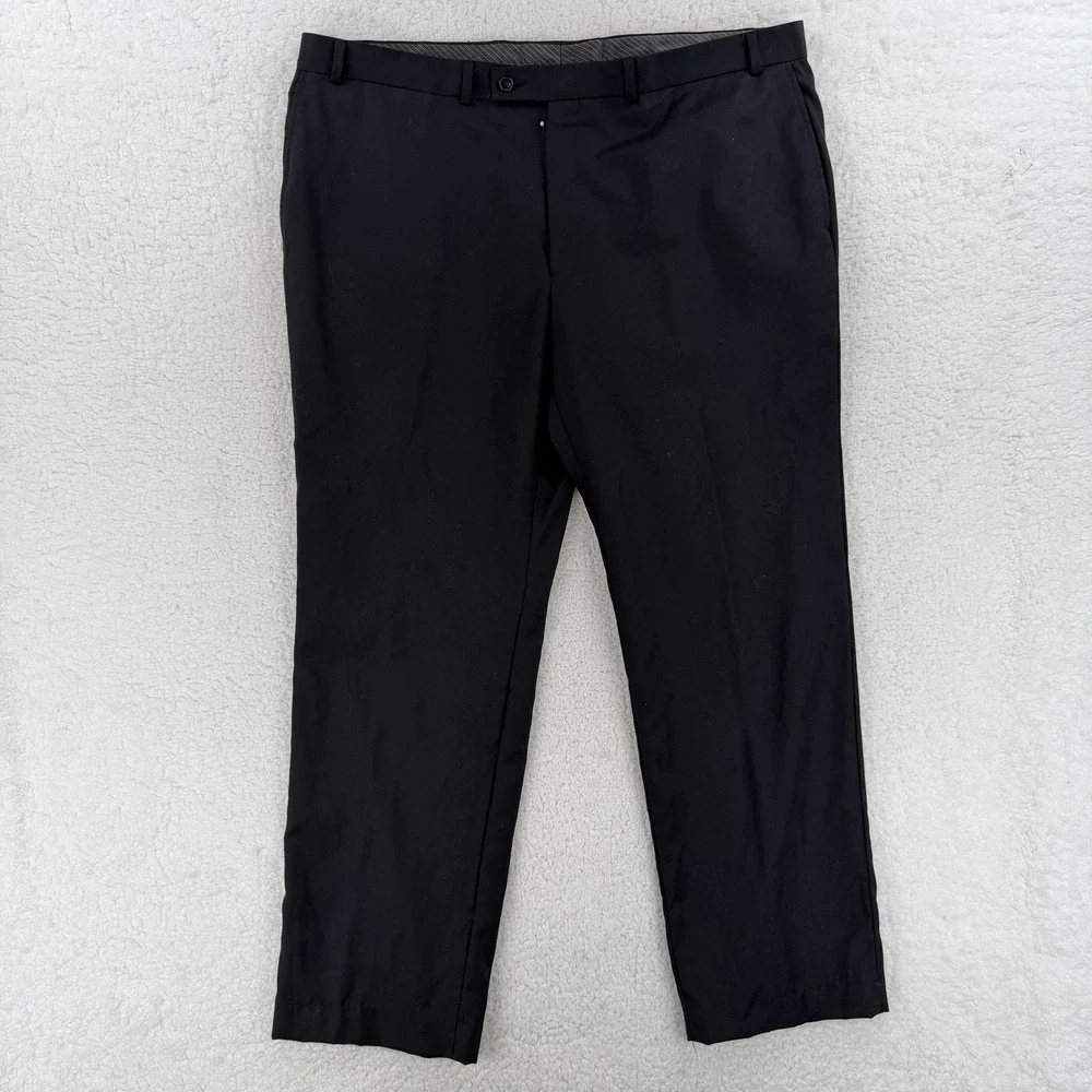 Calvin‎ Klein Dress Pants Mens 42x30 Black Slim Fit Wool Tapered Office Business